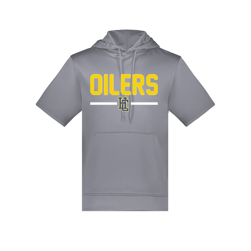 [6871.059.S-LOGO2] Men's Dri Fit Short Sleeve Hoodie (Adult S, Gray, Logo 2)