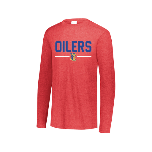 [FTLCUBRD-AXS-LOGO1] Decker Men's Tri-Blend T-Shirt - Long Sleeve (Adult XS, Red, Logo 1)