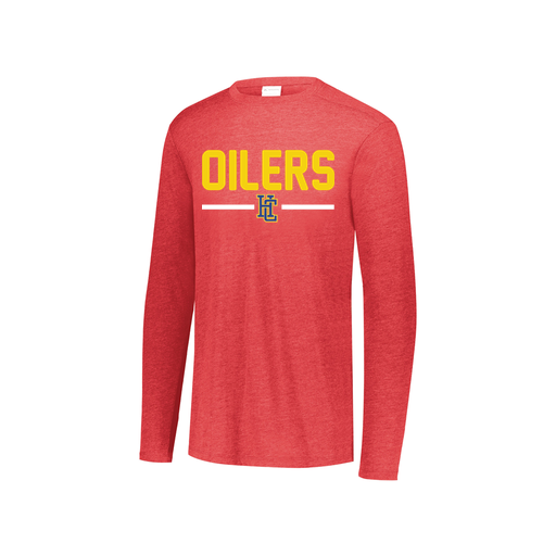 [FTLCUBRD-YS-LOGO2] Decker Youth Tri-Blend T-Shirt - Long Sleeve (Youth S, Red, Logo 2)