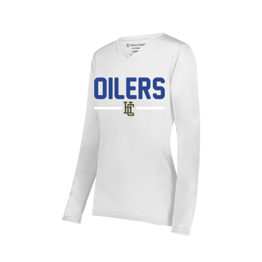 [222824.005.S-LOGO1] Ladies LS Smooth Sport Shirt (Female Adult S, White, Logo 1)