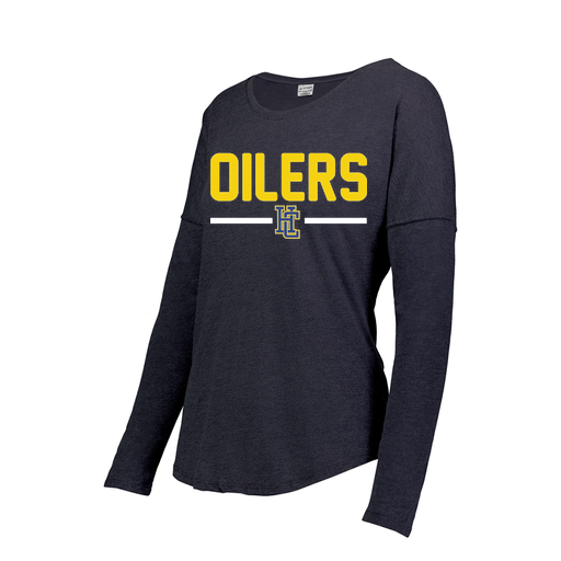 [3077.72N.S-LOGO2] Ladies LS Ultra-blend T-Shirt (Female Adult S, Navy, Logo 2)